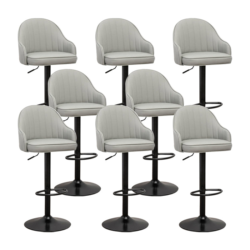 Adjustable Armed Swivel Barstools Faux Leather Bar Stools with Metal Legs