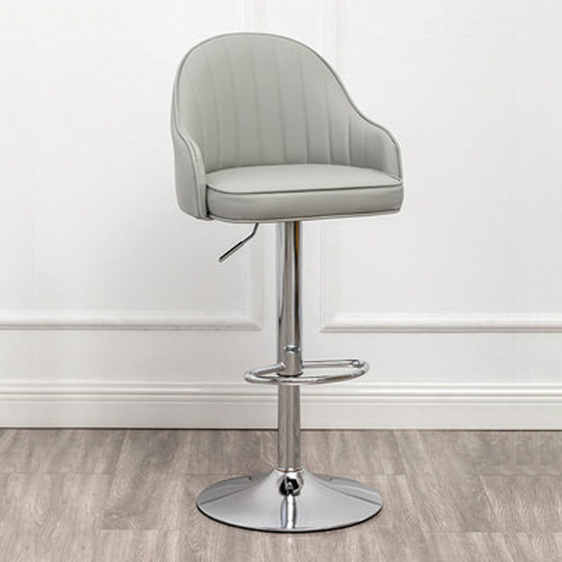 Adjustable Armed Swivel Barstools Faux Leather Bar Stools with Metal Legs