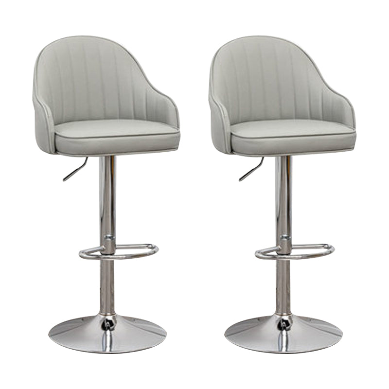 Adjustable Armed Swivel Barstools Faux Leather Bar Stools with Metal Legs