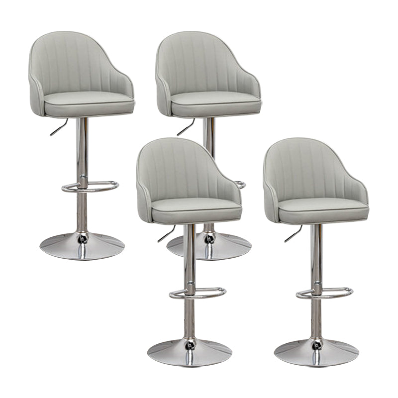 Adjustable Armed Swivel Barstools Faux Leather Bar Stools with Metal Legs
