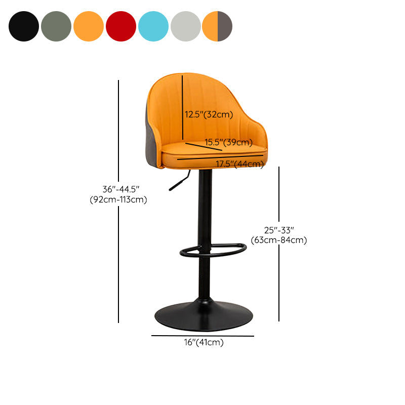 Adjustable Armed Swivel Barstools Faux Leather Bar Stools with Metal Legs