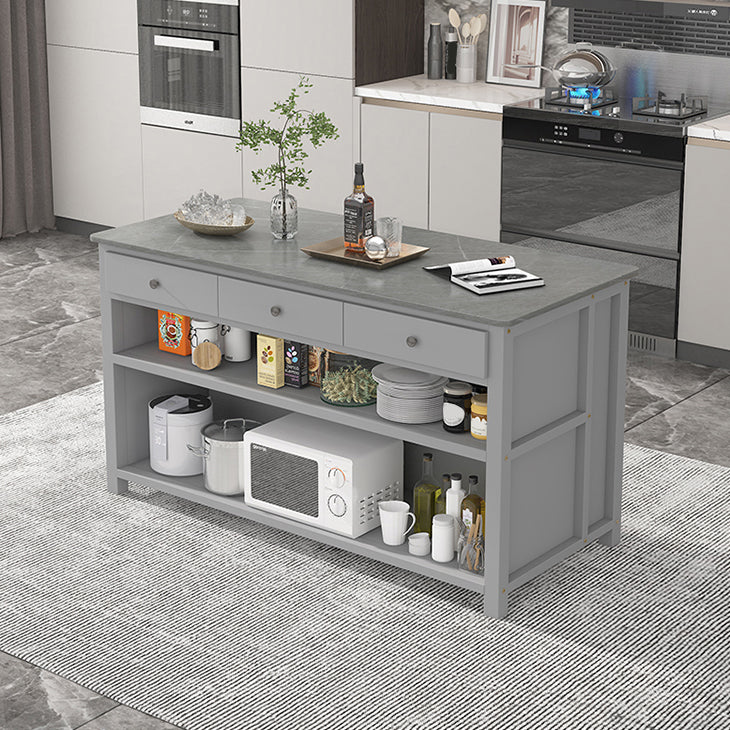 Modern Style Stone Bar Dining Table Rectangle Bar Table for Kitchen Grey Without Chairs Clearhalo 'Bar Furniture' 'Bar Tables' 'bar_tables' 'furn' 'furn_bar_tables' 'Furniture' 'Kitchen & Dining Furniture' 7407686