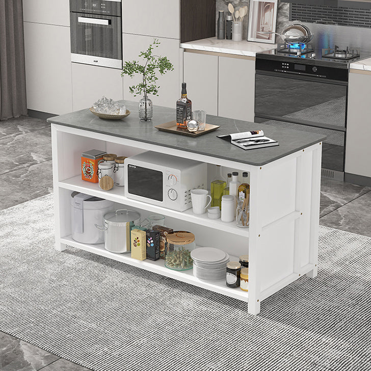 Modern Style Stone Bar Dining Table Rectangle Bar Table for Kitchen White-Gray Without Chairs Clearhalo 'Bar Furniture' 'Bar Tables' 'bar_tables' 'furn' 'furn_bar_tables' 'Furniture' 'Kitchen & Dining Furniture' 7407688