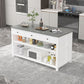 Modern Style Stone Bar Dining Table Rectangle Bar Table for Kitchen Gray-White Without Chairs Clearhalo 'Bar Furniture' 'Bar Tables' 'bar_tables' 'furn' 'furn_bar_tables' 'Furniture' 'Kitchen & Dining Furniture' 7407689