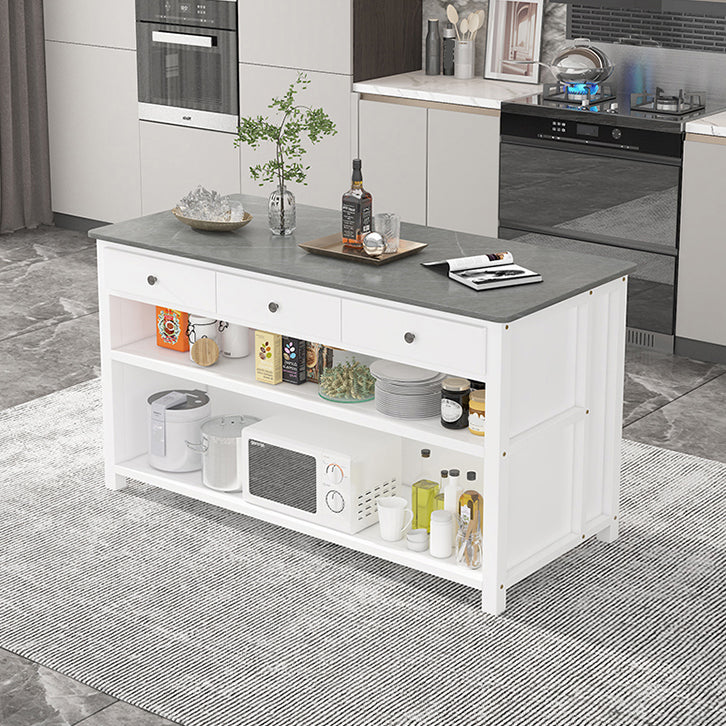 Modern Style Stone Bar Dining Table Rectangle Bar Table for Kitchen Gray-White Without Chairs Clearhalo 'Bar Furniture' 'Bar Tables' 'bar_tables' 'furn' 'furn_bar_tables' 'Furniture' 'Kitchen & Dining Furniture' 7407689