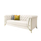 Solid Color Faux Leather Sofa 28.34" Wide Tufted Back Tuxedo Arm Sofa
