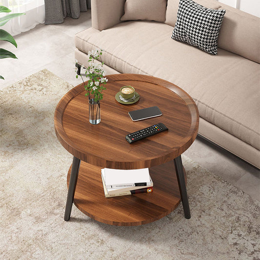 Wood Cocktail Table 3 Legs Modern Single Coffee Table with Shelf Clearhalo 'Coffee & Accent Tables' 'Coffee Tables' 'coffee_tables' 'furn' 'furn_coffee_tables' 'Furniture' 'Living Room Furniture' 7407796