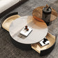 Stone Coffee Table Pedestal Nesting Coffee Table Set with Drawer