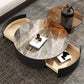 Stone Coffee Table Pedestal Nesting Coffee Table Set with Drawer