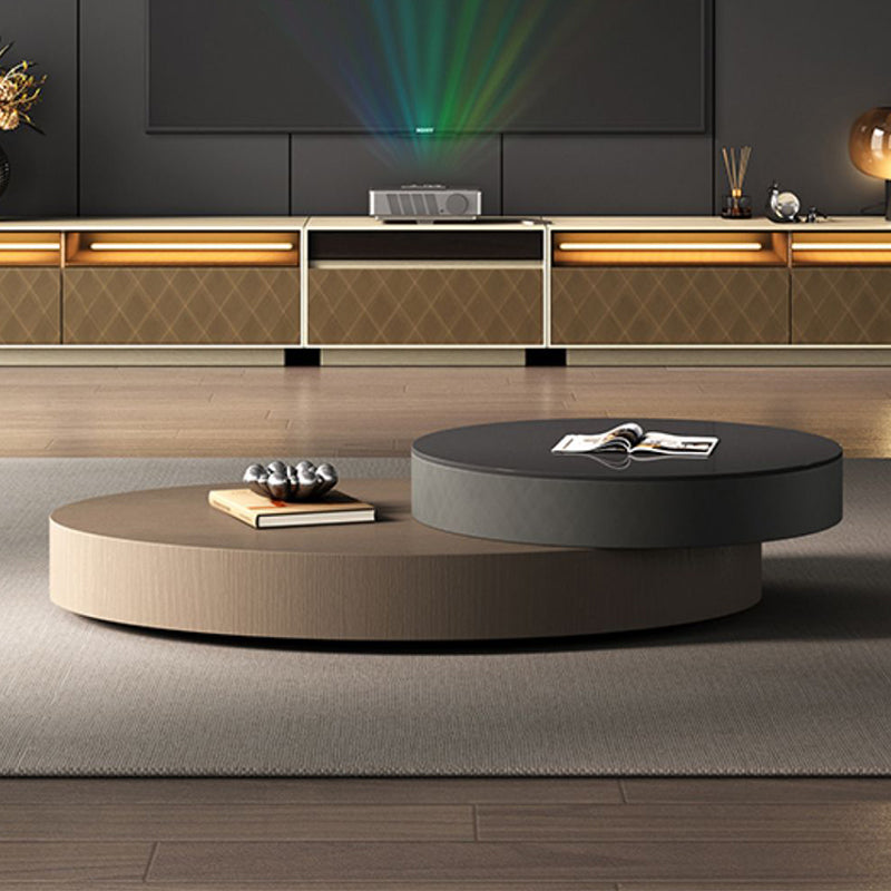 Nesting Coffee Table Set Oval Pedestal Wood Coffee Table with Drawer