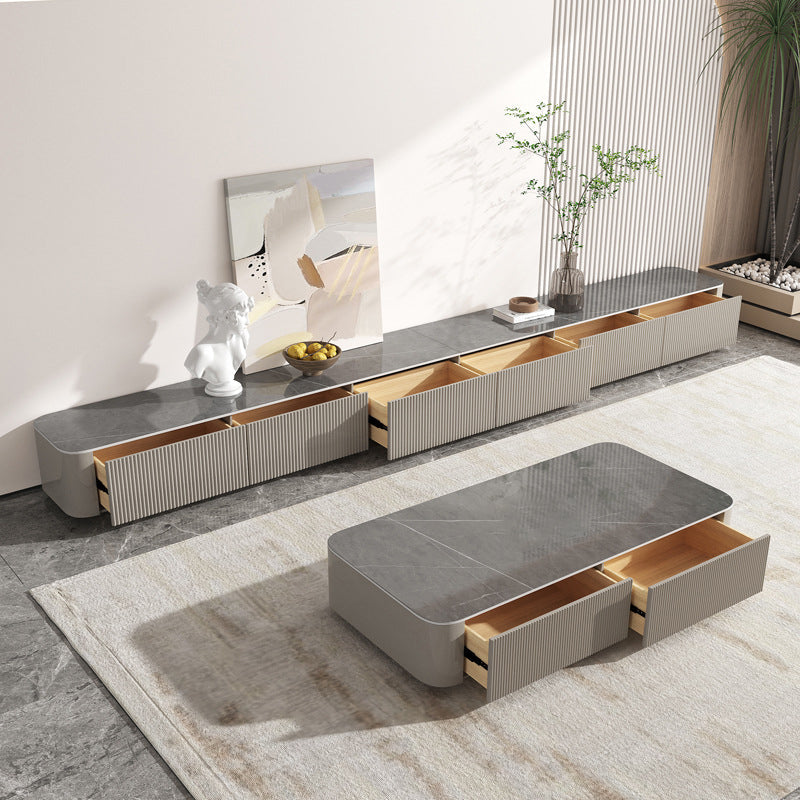 Pedestal Glam Coffee Table Rectangle Slate Single Coffee Table with Drawer Clearhalo 'Coffee & Accent Tables' 'Coffee Tables' 'coffee_tables' 'furn' 'furn_coffee_tables' 'Furniture' 'Living Room Furniture' 7407844