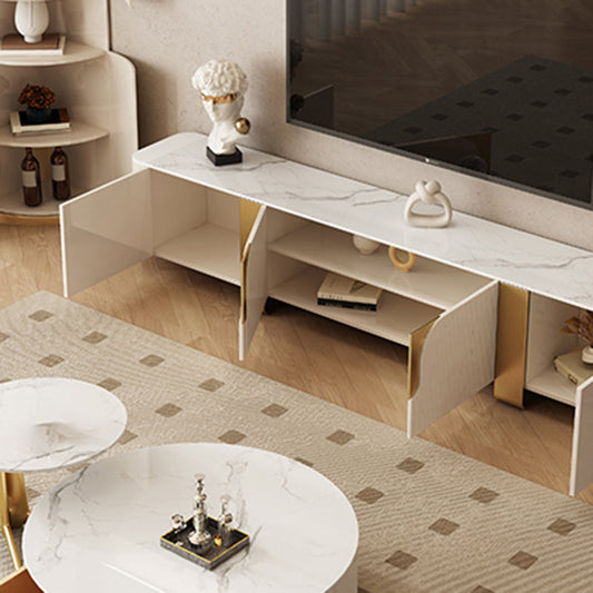 Glam Media Console Stone Media Console TV Stand for Living Room Clearhalo 'furn' 'furn_tv_stands_entertainment_centers' 'Furniture' 'Living Room Furniture' 'TV Stands & Entertainment Centers' 'TV Stands & Media Storage Furniture' 'tv_stands_entertainment_centers' 7408179