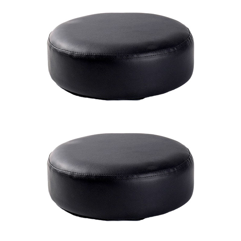 Modern Pouf Ottoman Faux Leather Upholstered Solid Color Round Ottoman with Wheels Without Casters Black 2 Piece Set Clearhalo 'furn' 'furn_ottomans_poufs' 'Furniture' 'Living Room Furniture' 'Ottomans & Poufs' 'ottomans_poufs' 7408242