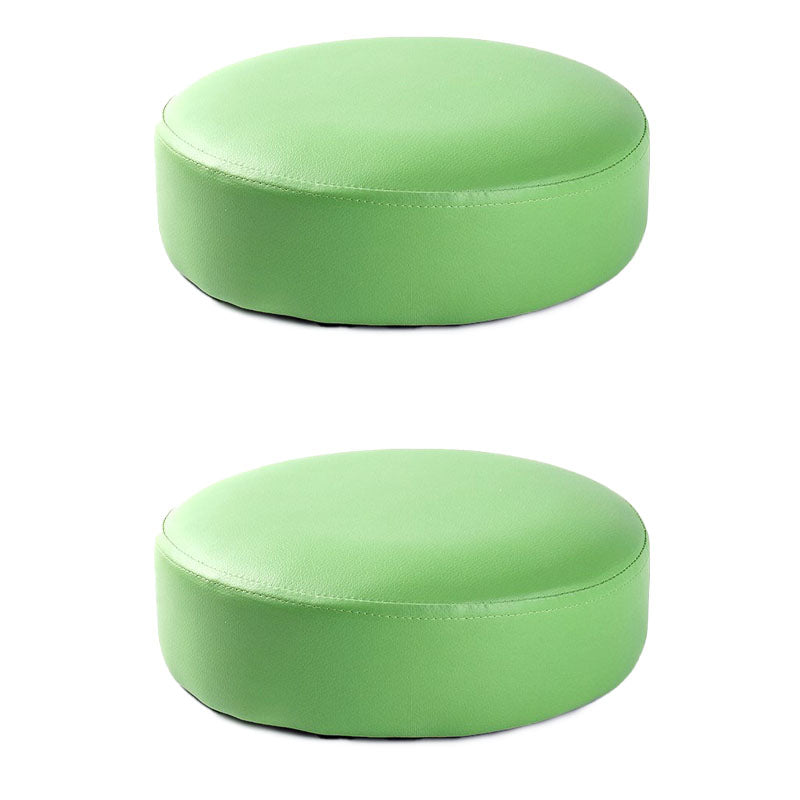 Modern Pouf Ottoman Faux Leather Upholstered Solid Color Round Ottoman with Wheels Without Casters Green 2 Piece Set Clearhalo 'furn' 'furn_ottomans_poufs' 'Furniture' 'Living Room Furniture' 'Ottomans & Poufs' 'ottomans_poufs' 7408244