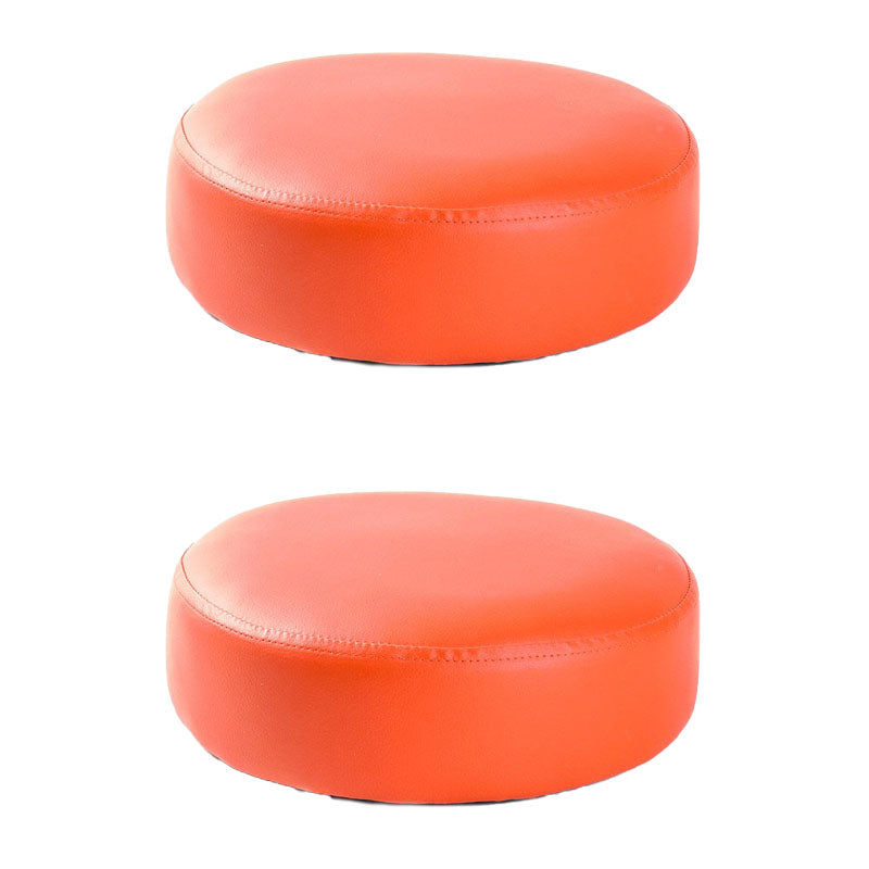 Modern Pouf Ottoman Faux Leather Upholstered Solid Color Round Ottoman with Wheels Without Casters Orange 2 Piece Set Clearhalo 'furn' 'furn_ottomans_poufs' 'Furniture' 'Living Room Furniture' 'Ottomans & Poufs' 'ottomans_poufs' 7408250