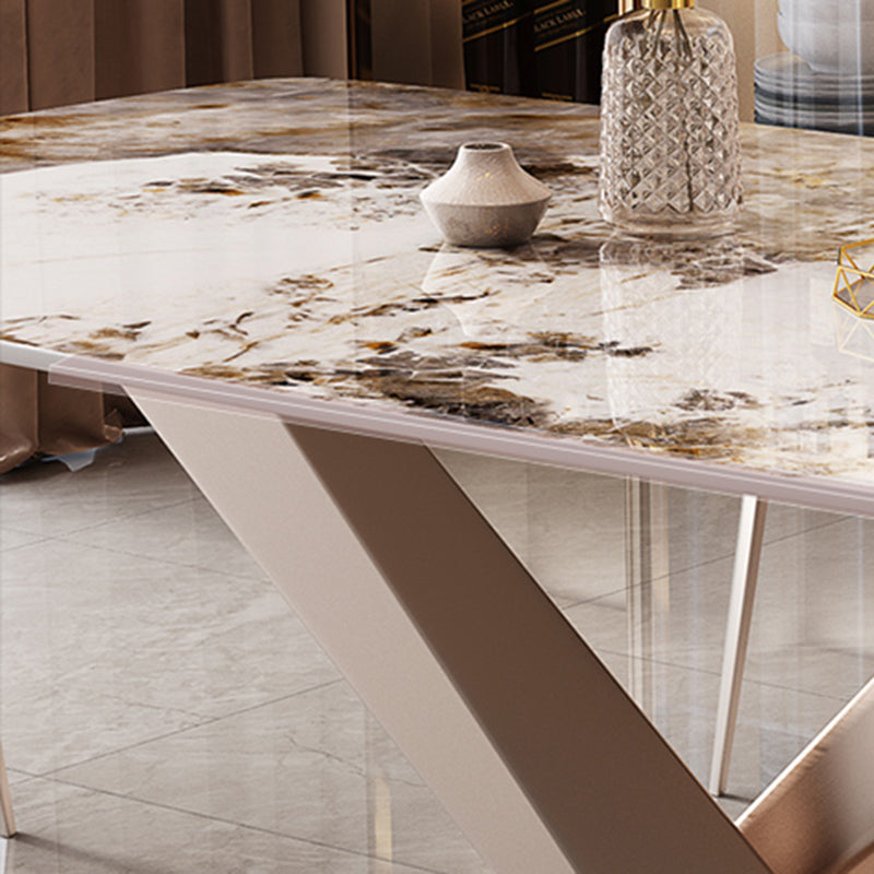 モダンな長方形のダイニングテーブルセットメタルベースのキッチン家具セット付き1/2/5/7ピース