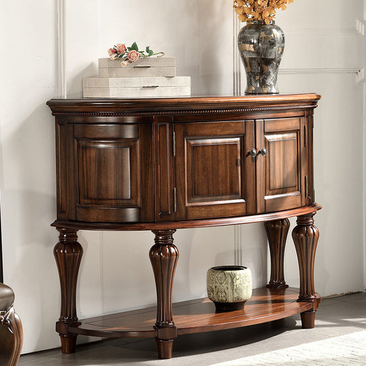 Half Moon Shape Contemporary Console Table Brown Wood Console Sofa Table