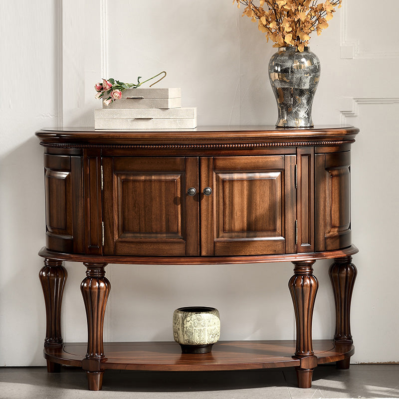 Half Moon Shape Contemporary Console Table Brown Wood Console Sofa Table