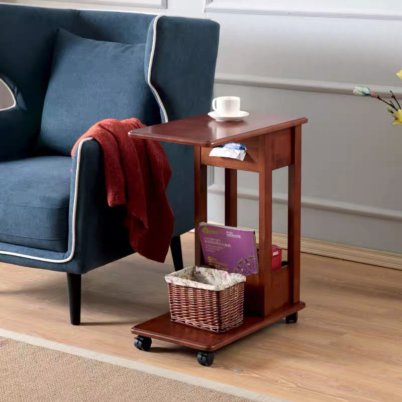 Modern massief hout schrijfbureau rechthoekige kantoorbureau met caster wielen