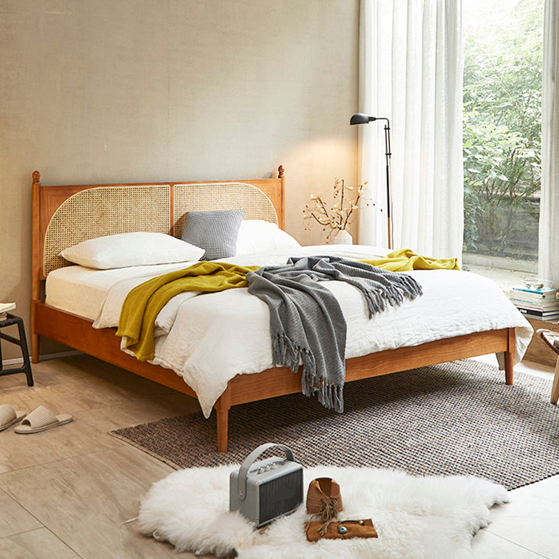 Tropical Standard Bed Solid Wood Solid Color Panel Bed with Headboard Clearhalo 'Bedroom Furniture' 'Beds' 'furn' 'furn_beds' 'Furniture' 7408609