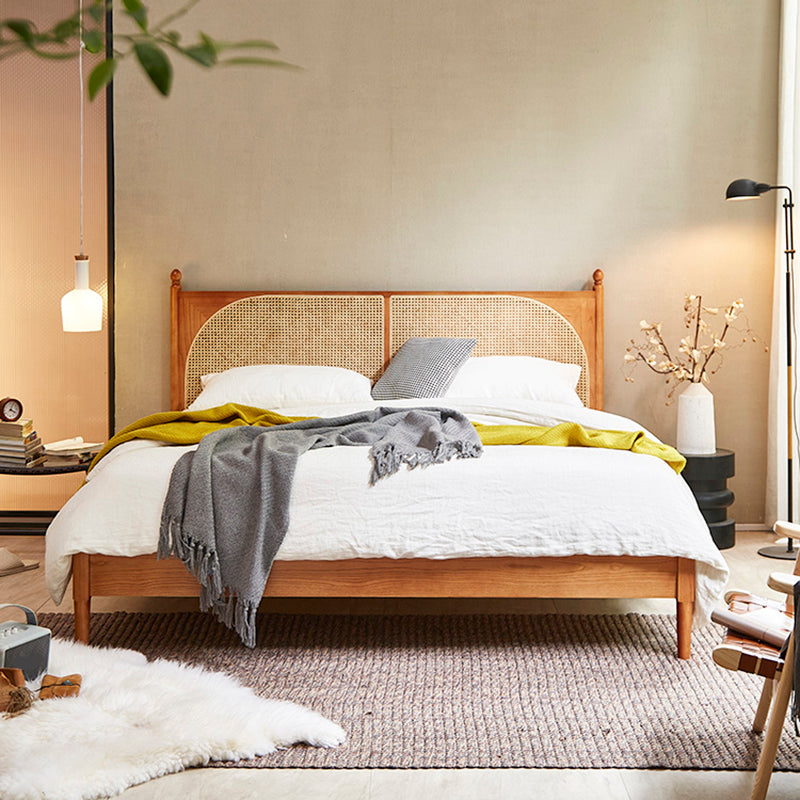 Tropical Standard Bed Solid Wood Solid Color Panel Bed with Headboard Clearhalo 'Bedroom Furniture' 'Beds' 'furn' 'furn_beds' 'Furniture' 7408612