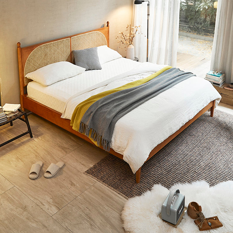 Tropical Standard Bed Solid Wood Solid Color Panel Bed with Headboard Clearhalo 'Bedroom Furniture' 'Beds' 'furn' 'furn_beds' 'Furniture' 7408614