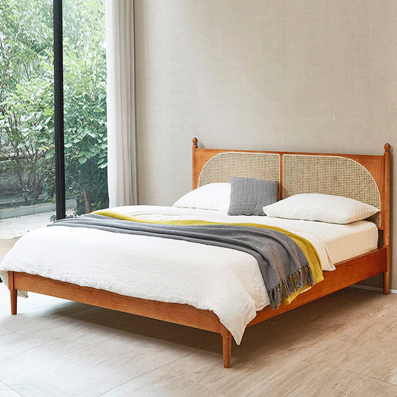 Tropical Standard Bed Solid Wood Solid Color Panel Bed with Headboard Clearhalo 'Bedroom Furniture' 'Beds' 'furn' 'furn_beds' 'Furniture' 7408616