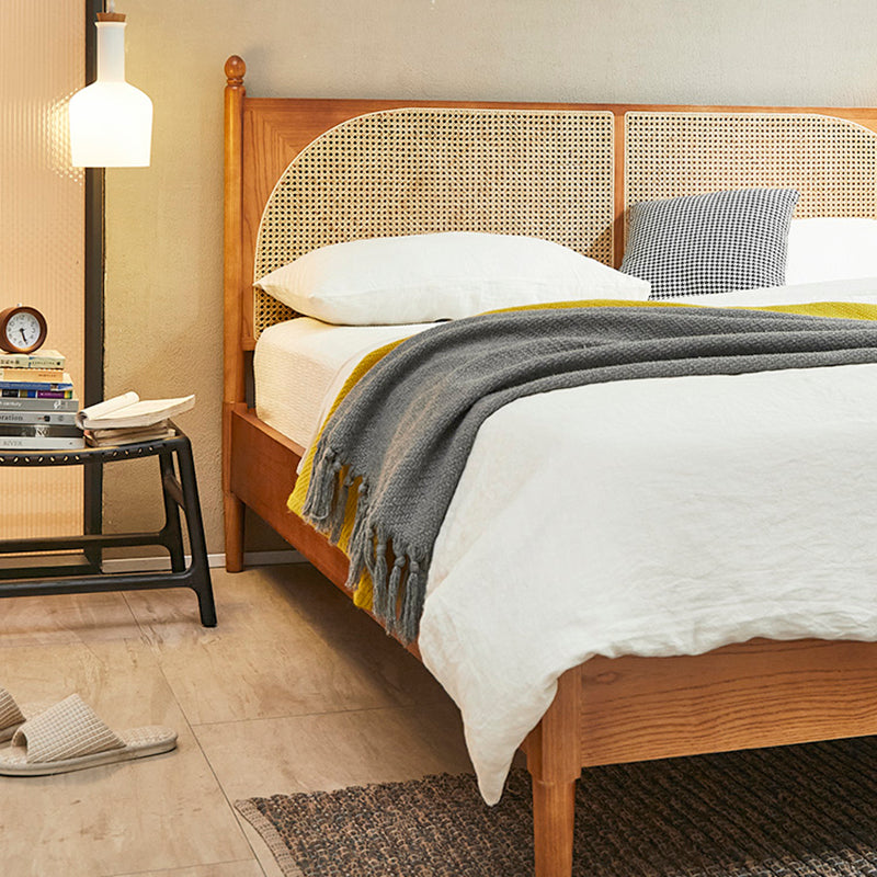 Tropical Standard Bed Solid Wood Solid Color Panel Bed with Headboard Clearhalo 'Bedroom Furniture' 'Beds' 'furn' 'furn_beds' 'Furniture' 7408620