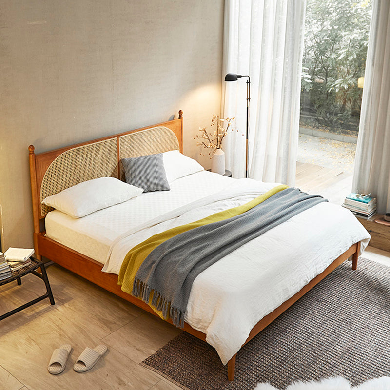 Tropical Standard Bed Solid Wood Solid Color Panel Bed with Headboard Clearhalo 'Bedroom Furniture' 'Beds' 'furn' 'furn_beds' 'Furniture' 7408623