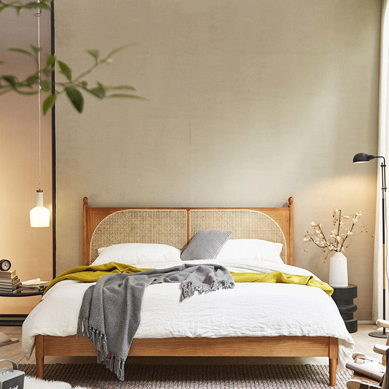 Tropical Standard Bed Solid Wood Solid Color Panel Bed with Headboard Clearhalo 'Bedroom Furniture' 'Beds' 'furn' 'furn_beds' 'Furniture' 7408625