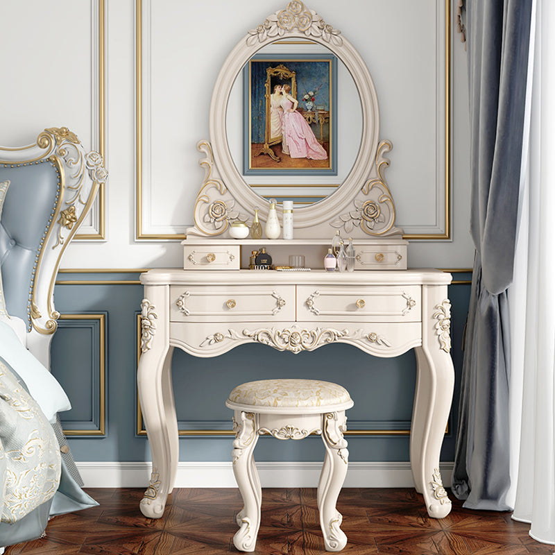 Victorian Bedroom Makeup Vanity Desk Table White Vanity Dressing Table Clearhalo 'Bedroom Furniture' 'furn' 'furn_makeup_vanities' 'Furniture' 'Makeup Vanities' 'makeup_vanities' 7408639