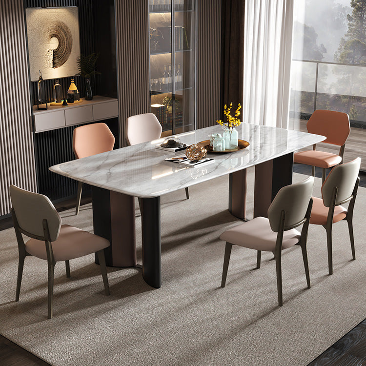 Double Pedestal Dinner Room Kitchen Table Modern Dining Room Table Clearhalo 'Dining Tables & Seating' 'Dining Tables' 'dining_table' 'furn' 'furn_dining_table' 'Furniture' 'Kitchen & Dining Furniture' 7409385