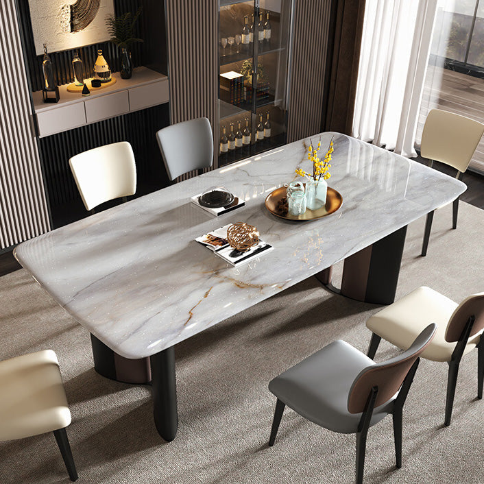 Double Pedestal Dinner Room Kitchen Table Modern Dining Room Table Without Chairs Clearhalo 'Dining Tables & Seating' 'Dining Tables' 'dining_table' 'furn' 'furn_dining_table' 'Furniture' 'Kitchen & Dining Furniture' 7409386