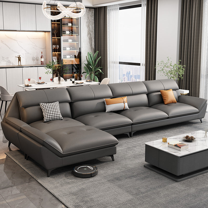 37,79 "Sofa sectionnel gris de haut gris canapé modulaire en cuir avec coussin arrière
