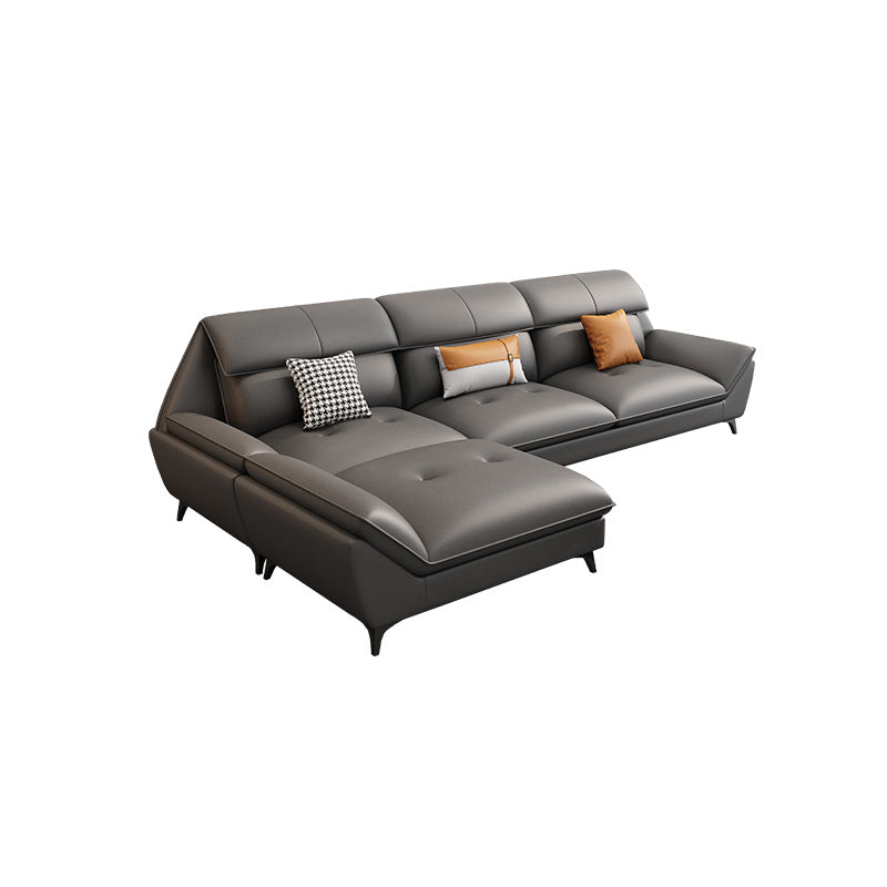 37,79 "Sofa sectionnel gris de haut gris canapé modulaire en cuir avec coussin arrière