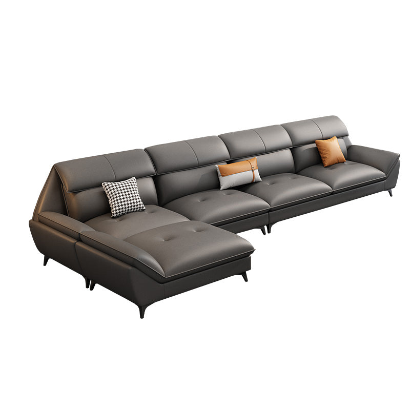 37,79 "Sofa sectionnel gris de haut gris canapé modulaire en cuir avec coussin arrière