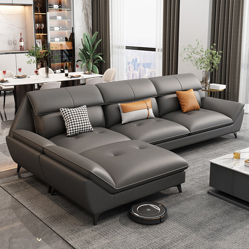 37,79 "Sofa sectionnel gris de haut gris canapé modulaire en cuir avec coussin arrière