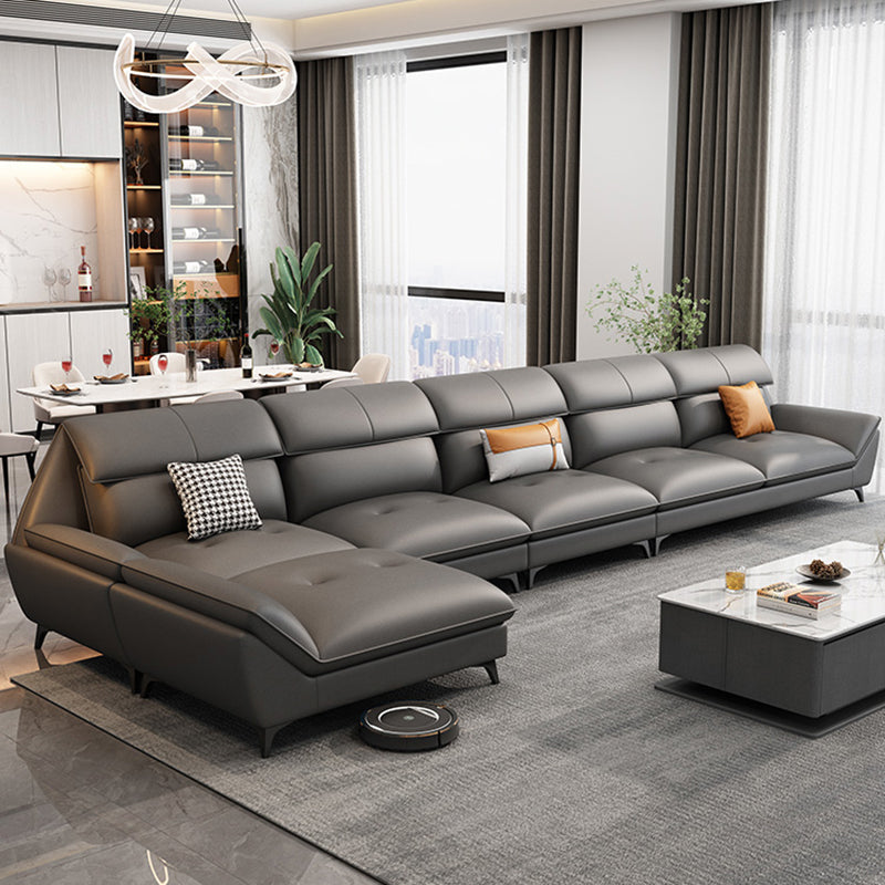 37,79 "Sofa sectionnel gris de haut gris canapé modulaire en cuir avec coussin arrière