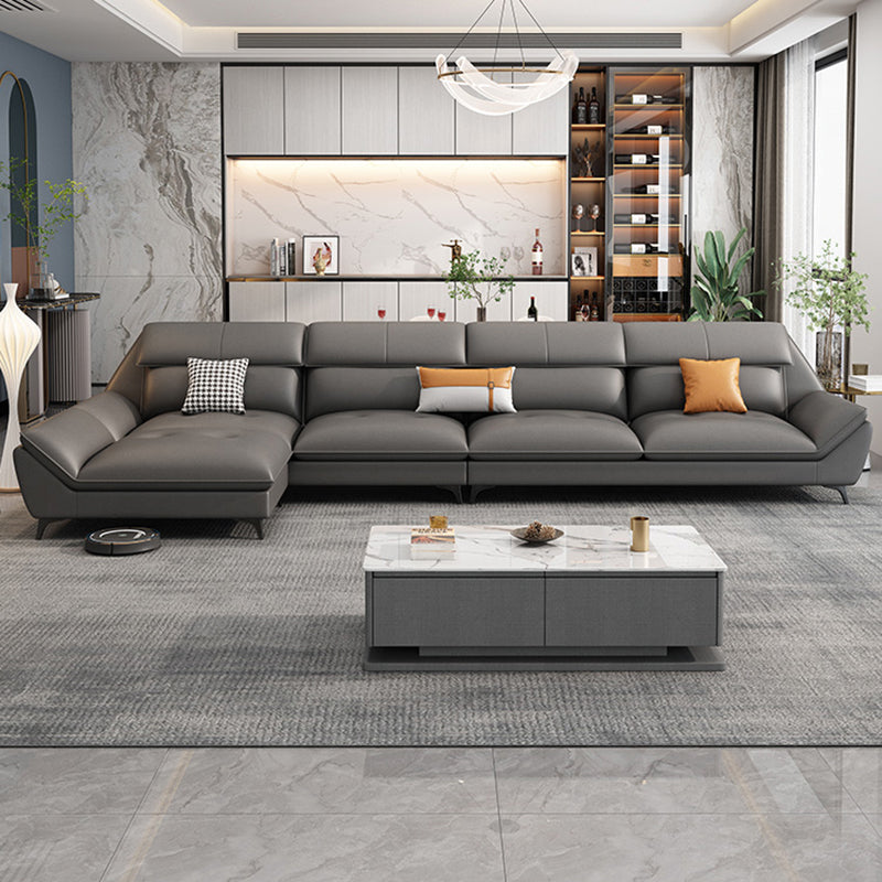 37,79 "Sofa sectionnel gris de haut gris canapé modulaire en cuir avec coussin arrière
