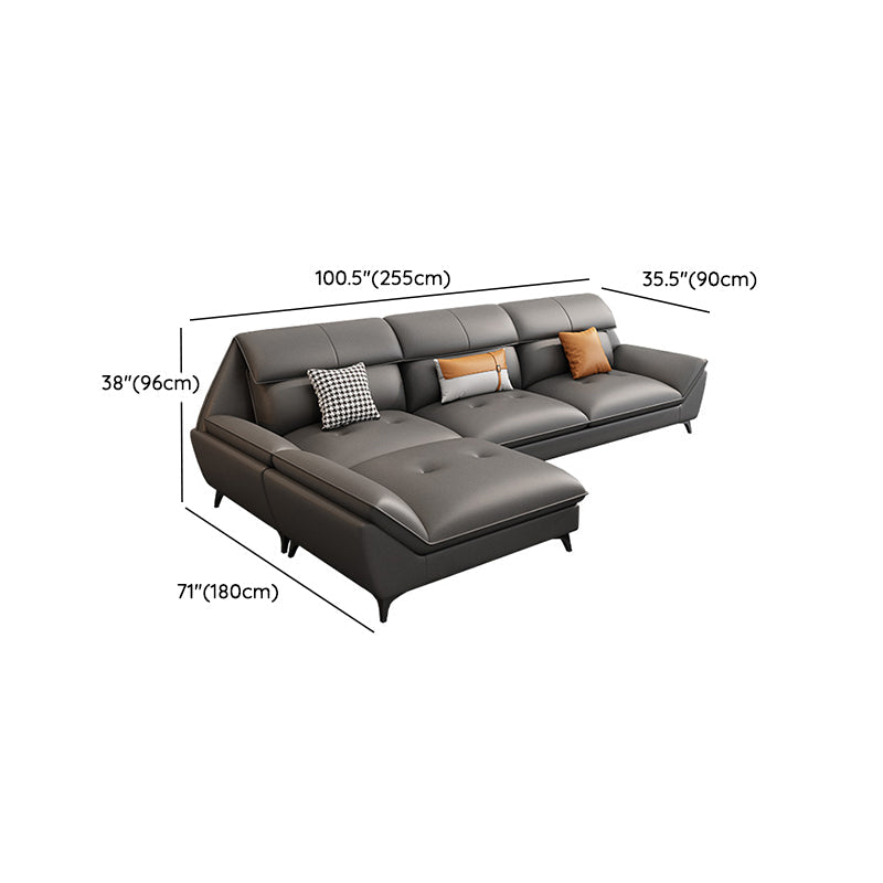 37,79 "Sofa sectionnel gris de haut gris canapé modulaire en cuir avec coussin arrière