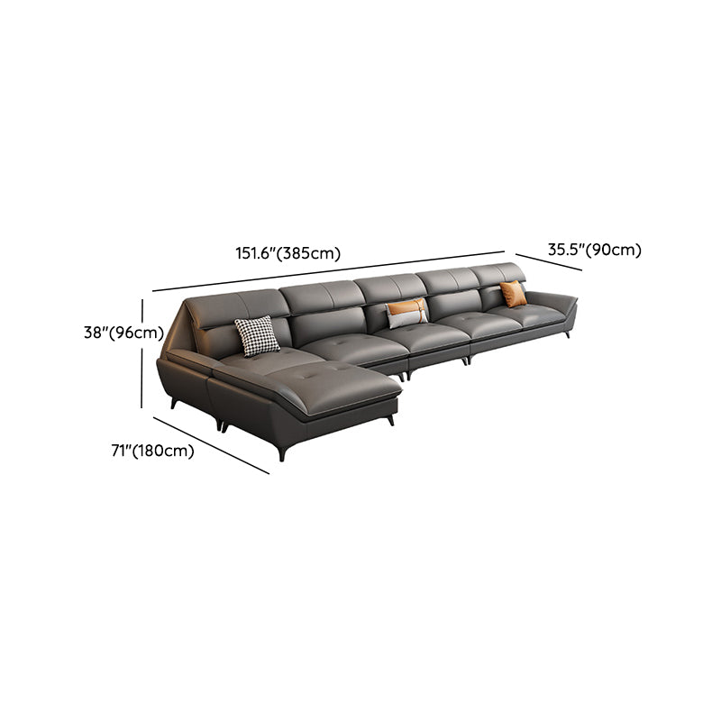 37,79 "Sofa sectionnel gris de haut gris canapé modulaire en cuir avec coussin arrière
