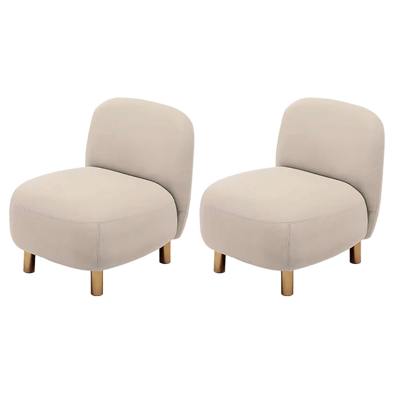 Contemporary Tight Back Slipper Chair with 4 Metal Legs in Faux Leather Gray 2 Piece Set Clearhalo 'Accent Chairs' 'accent_chairs' 'Chairs & Seating' 'furn' 'furn_accent_chairs' 'Furniture' 'Living Room Furniture' 7410631