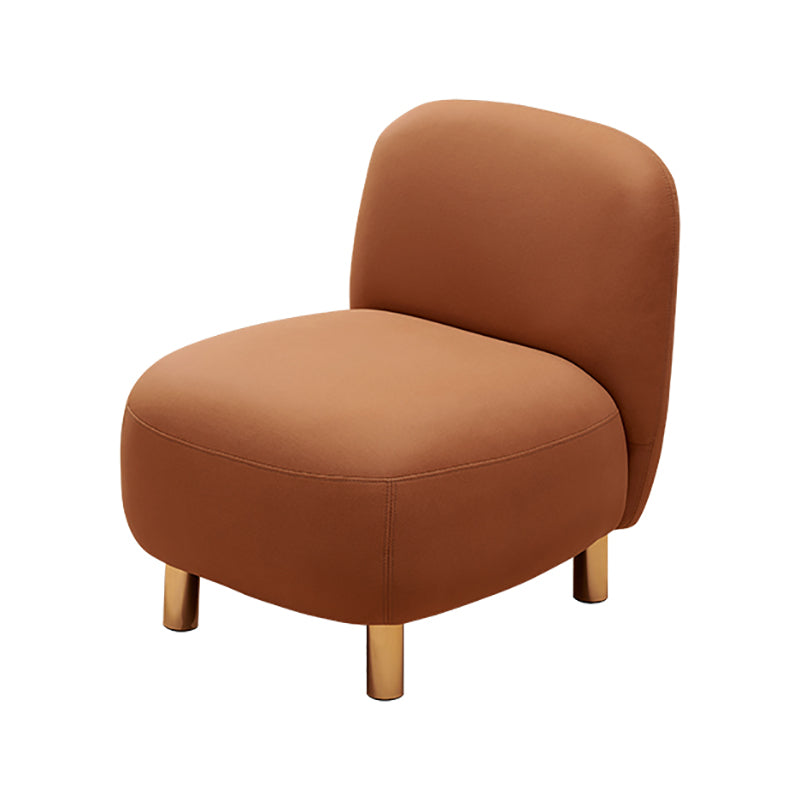 Contemporary Tight Back Slipper Chair with 4 Metal Legs in Faux Leather Red 1 Piece Clearhalo 'Accent Chairs' 'accent_chairs' 'Chairs & Seating' 'furn' 'furn_accent_chairs' 'Furniture' 'Living Room Furniture' 7410633