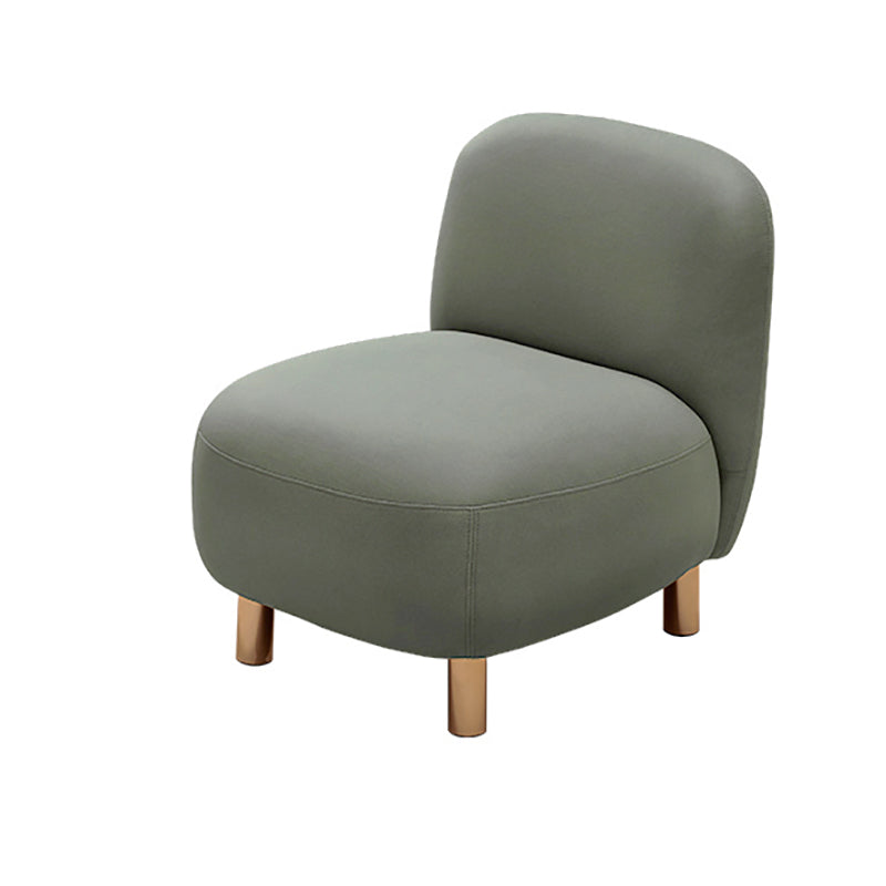 Contemporary Tight Back Slipper Chair with 4 Metal Legs in Faux Leather Green 1 Piece Clearhalo 'Accent Chairs' 'accent_chairs' 'Chairs & Seating' 'furn' 'furn_accent_chairs' 'Furniture' 'Living Room Furniture' 7410637