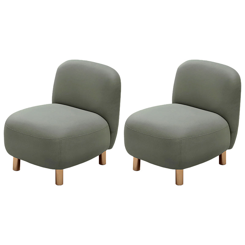 Contemporary Tight Back Slipper Chair with 4 Metal Legs in Faux Leather Green 2 Piece Set Clearhalo 'Accent Chairs' 'accent_chairs' 'Chairs & Seating' 'furn' 'furn_accent_chairs' 'Furniture' 'Living Room Furniture' 7410639