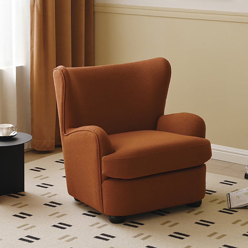 Mid-Century Modern Wingback Chair in Faux Leather/Wool with Tight Back