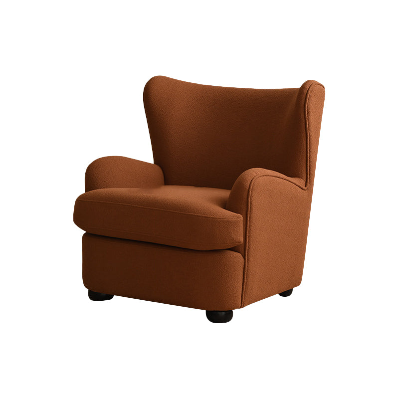 Mid-Century Modern Wingback Chair in Faux Leather/Wool with Tight Back