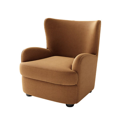 Mid-Century Modern Wingback Chair in Faux Leather/Wool with Tight Back