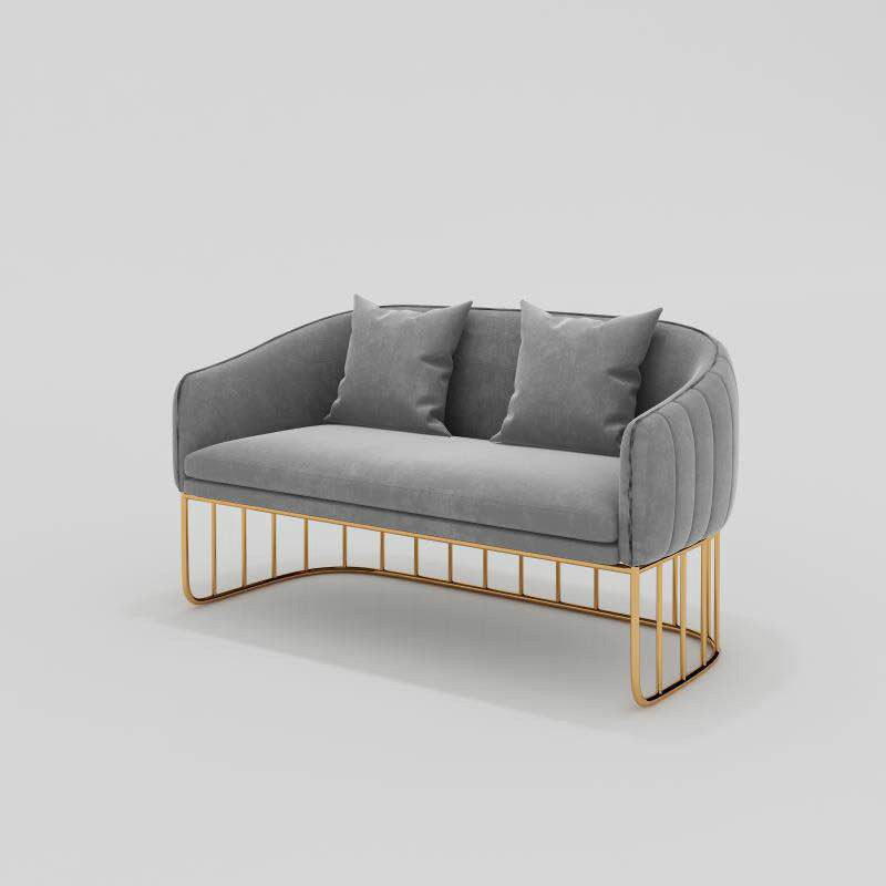 Scandinavian Solid Color Velvet Sofa 25.59" Wide Sloped Arm Sofa