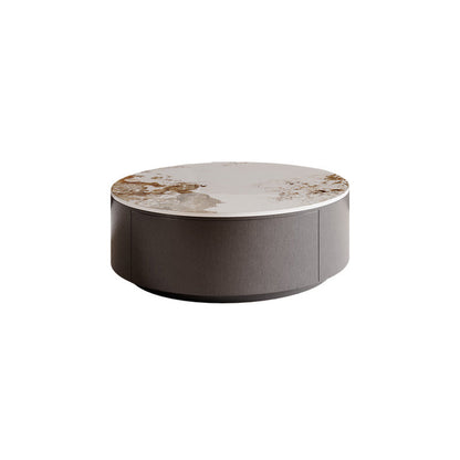 Slate Nesting Coffee Table Set Pedestal Cocktail Table with Drawers Marble Clearhalo 'Coffee & Accent Tables' 'Coffee Tables' 'coffee_tables' 'furn' 'furn_coffee_tables' 'Furniture' 'Living Room Furniture' 7410747